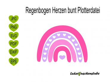 Plotterdatei Regenbogen Herzen